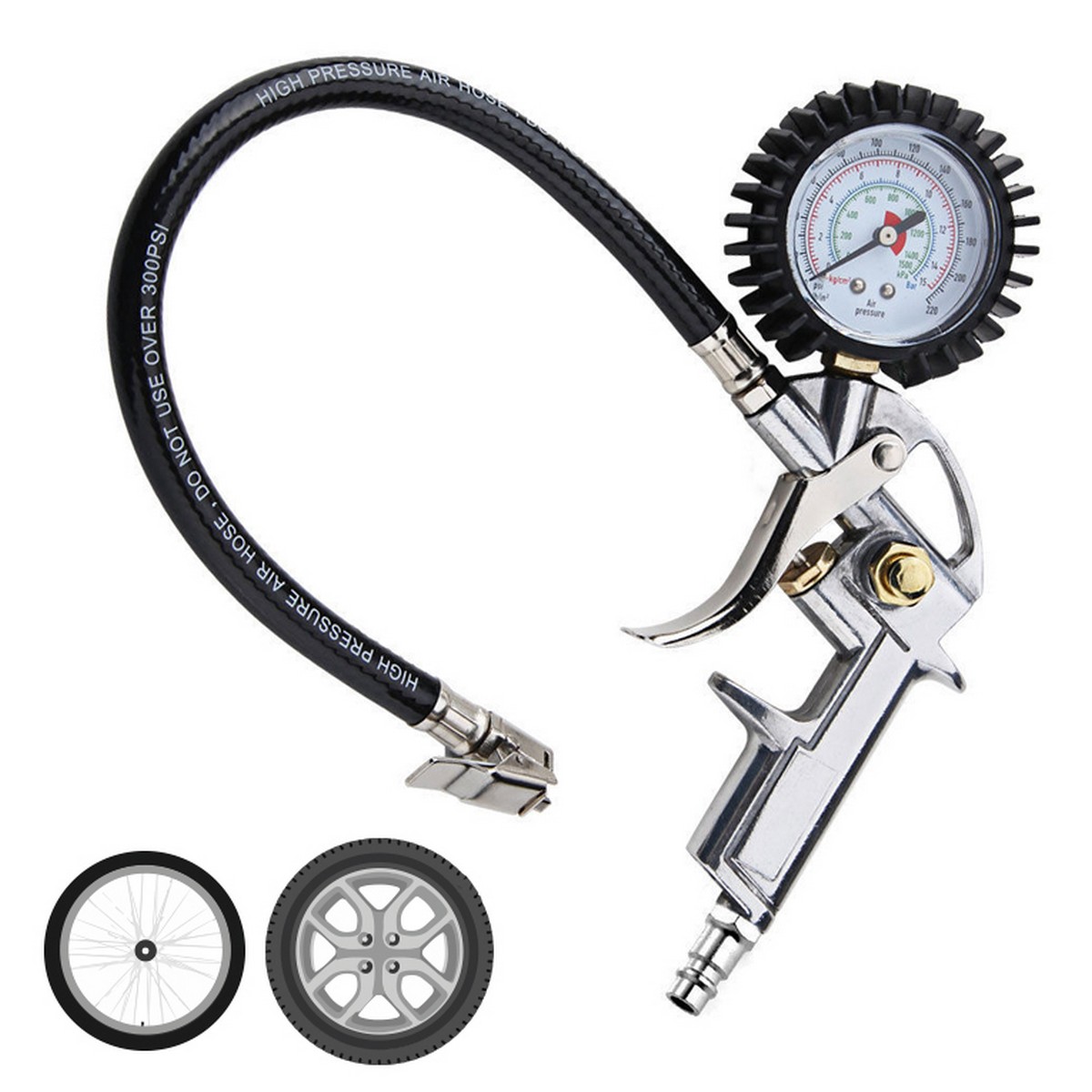 Pistola di gonfiaggio con manometro All Ride